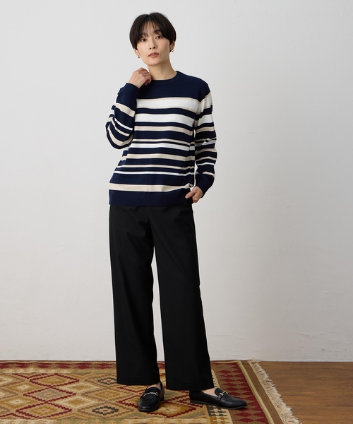 DECOY SINCE 1981（デコイシンスイチキュウハチイチ）の「マルチボーダーニットプルオーバー【洗える】（ニット/セーター・レディース・グレー/ネイビー・M/L/LL）」の19枚目の写真