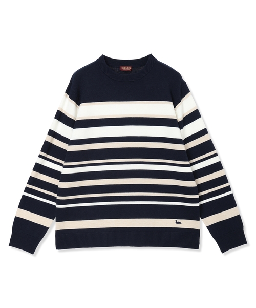 DECOY SINCE 1981（デコイシンスイチキュウハチイチ）の「マルチボーダーニットプルオーバー【洗える】（ニット/セーター・レディース・グレー/ネイビー・M/L/LL）」の5枚目の写真