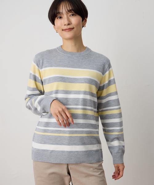 DECOY SINCE 1981（デコイシンスイチキュウハチイチ）の「マルチボーダーニットプルオーバー【洗える】（ニット/セーター・レディース・グレー/ネイビー・M/L/LL）」の22枚目の写真