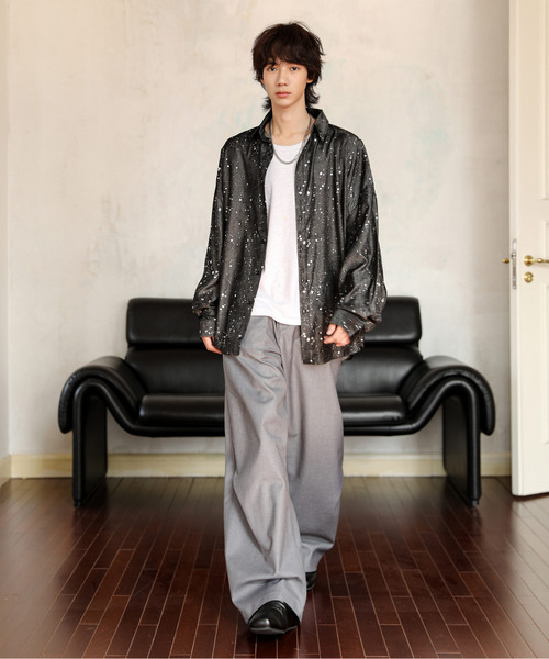 neos(ネオス)の「【neos】ビッグシルエット ラメプリント ロングスリーブ シャツ(シャツ/ブラウス・メンズ・ブラック/グレー・LARGE/MEDIUM)」の5枚目の写真