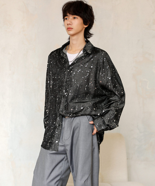 neos(ネオス)の「【neos】ビッグシルエット ラメプリント ロングスリーブ シャツ(シャツ/ブラウス・メンズ・ブラック/グレー・LARGE/MEDIUM)」の8枚目の写真