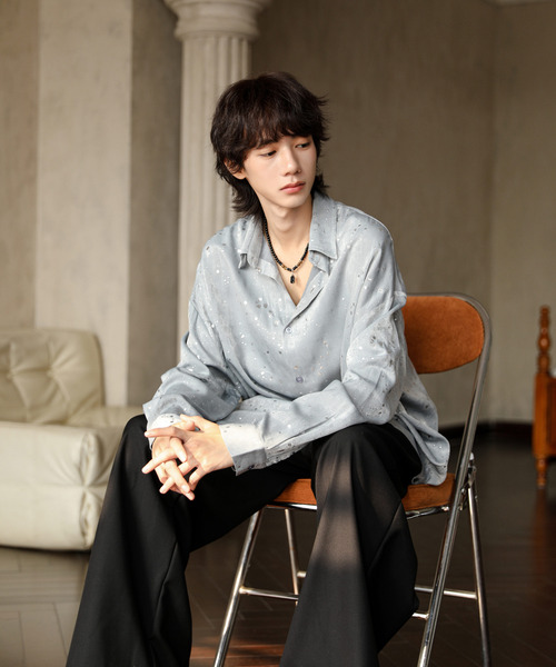 neos(ネオス)の「【neos】ビッグシルエット ラメプリント ロングスリーブ シャツ(シャツ/ブラウス・メンズ・ブラック/グレー・LARGE/MEDIUM)」の12枚目の写真