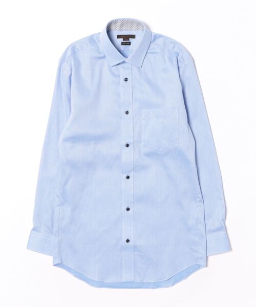 m.f.editorial(エムエフエディトリアル)の「ワイシャツ メンズ ストレッチ イージーアイロン 綿混 ショート ワイドカラー 長袖 ビジネス ドレス NEWスタンダードフィット(ビジネスシャツ・メンズ・サックスブルー・首回り41cm-裄丈82cm/首回り41cm-裄丈86cm/首回り43cm-裄丈82cm/首回り43cm-裄丈86cm/首回り45cm-裄丈86cm/首回り37cm-裄丈80cm/首回り39cm-裄丈80cm/首回り39cm-裄丈84cm)」の2枚目の写真