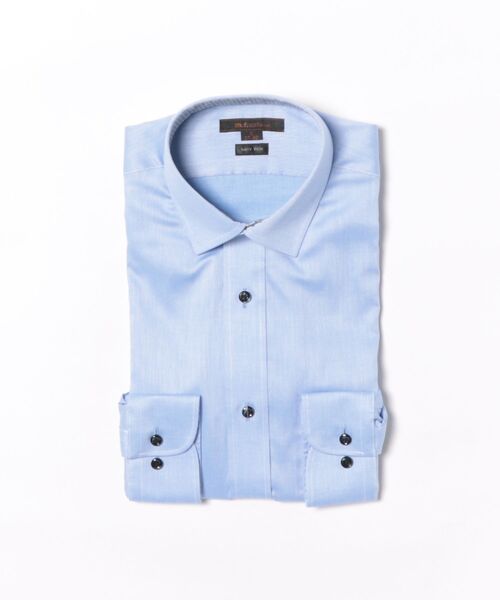 m.f.editorial(エムエフエディトリアル)の「ワイシャツ メンズ ストレッチ イージーアイロン 綿混 ショート ワイドカラー 長袖 ビジネス ドレス NEWスタンダードフィット(ビジネスシャツ・メンズ・サックスブルー・首回り41cm-裄丈82cm/首回り41cm-裄丈86cm/首回り43cm-裄丈82cm/首回り43cm-裄丈86cm/首回り45cm-裄丈86cm/首回り37cm-裄丈80cm/首回り39cm-裄丈80cm/首回り39cm-裄丈84cm)」の4枚目の写真
