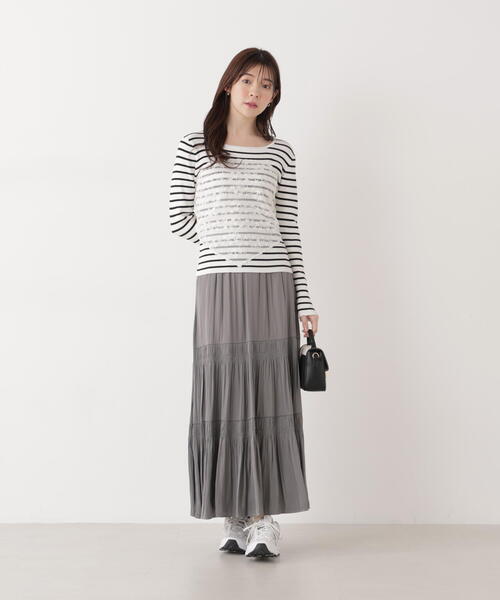 EDIT COLOGNE(エディットコロン)の「<E>ランダムギャザースカート / 1216127200(スカート・レディース・パープル/ベージュ/ダークグレー・MEDIUM/P/S)」の5枚目の写真