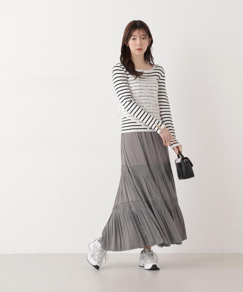 EDIT COLOGNE(エディットコロン)の「<E>ランダムギャザースカート / 1216127200(スカート・レディース・パープル/ベージュ/ダークグレー・MEDIUM/P/S)」の6枚目の写真