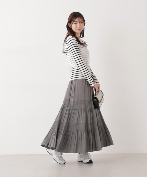 EDIT COLOGNE(エディットコロン)の「<E>ランダムギャザースカート / 1216127200(スカート・レディース・パープル/ベージュ/ダークグレー・MEDIUM/P/S)」の7枚目の写真