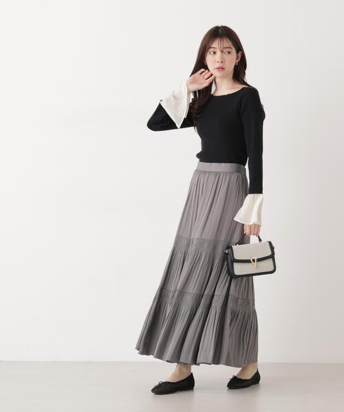 EDIT COLOGNE(エディットコロン)の「<E>ランダムギャザースカート / 1216127200(スカート・レディース・パープル/ベージュ/ダークグレー・MEDIUM/P/S)」の8枚目の写真