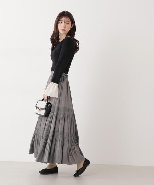 EDIT COLOGNE(エディットコロン)の「<E>ランダムギャザースカート / 1216127200(スカート・レディース・パープル/ベージュ/ダークグレー・MEDIUM/P/S)」の9枚目の写真