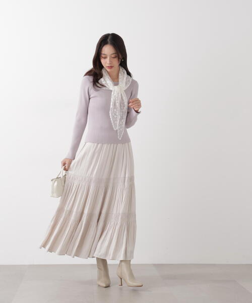 EDIT COLOGNE(エディットコロン)の「<E>ランダムギャザースカート / 1216127200(スカート・レディース・パープル/ベージュ/ダークグレー・MEDIUM/P/S)」の19枚目の写真