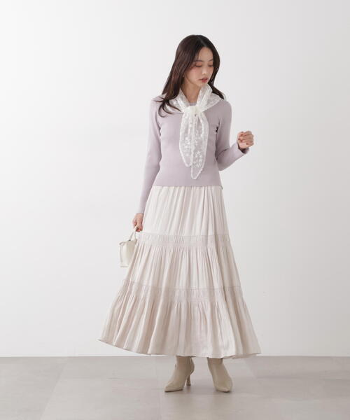 EDIT COLOGNE(エディットコロン)の「<E>ランダムギャザースカート / 1216127200(スカート・レディース・パープル/ベージュ/ダークグレー・MEDIUM/P/S)」の20枚目の写真