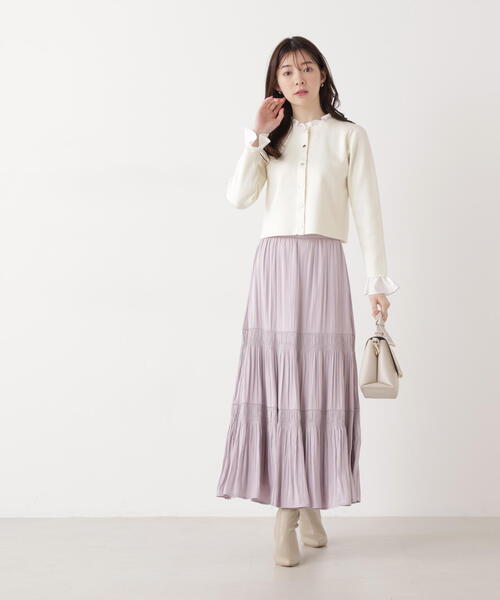 EDIT COLOGNE(エディットコロン)の「<E>ランダムギャザースカート / 1216127200(スカート・レディース・パープル/ベージュ/ダークグレー・MEDIUM/P/S)」の1枚目の写真