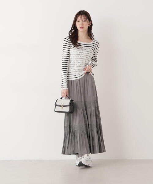 EDIT COLOGNE(エディットコロン)の「<E>ランダムギャザースカート / 1216127200(スカート・レディース・パープル/ベージュ/ダークグレー・MEDIUM/P/S)」の2枚目の写真