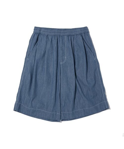 PENFIELD(ペンフィールド)の「TWO TUCK DENIM WIDE HALF PANTS BLUE_FP2WP50U(その他パンツ・レディース・ブルー・L/M/XL)」の2枚目の写真