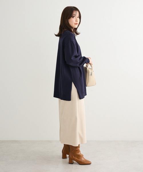 Green　Parks（グリーンパークス）の「もちやわサイドリブニットチュニック（ニット/セーター・レディース・オレンジ/ブルー/杢グレー/ダークネイビー・FREE）」の6枚目の写真