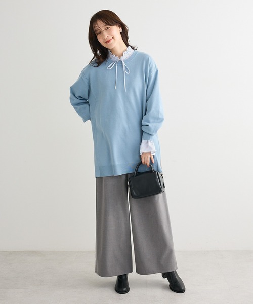 Green　Parks（グリーンパークス）の「もちやわサイドリブニットチュニック（ニット/セーター・レディース・オレンジ/ブルー/杢グレー/ダークネイビー・FREE）」の8枚目の写真