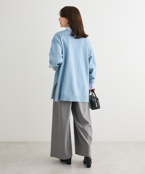 Green　Parks（グリーンパークス）の「もちやわサイドリブニットチュニック（ニット/セーター・レディース・オレンジ/ブルー/杢グレー/ダークネイビー・FREE）」の9枚目の写真