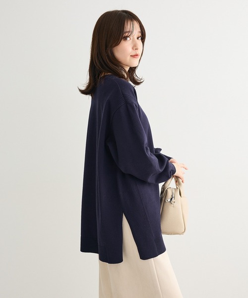 Green　Parks（グリーンパークス）の「もちやわサイドリブニットチュニック（ニット/セーター・レディース・オレンジ/ブルー/杢グレー/ダークネイビー・FREE）」の12枚目の写真