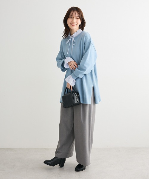 Green　Parks（グリーンパークス）の「もちやわサイドリブニットチュニック（ニット/セーター・レディース・オレンジ/ブルー/杢グレー/ダークネイビー・FREE）」の13枚目の写真