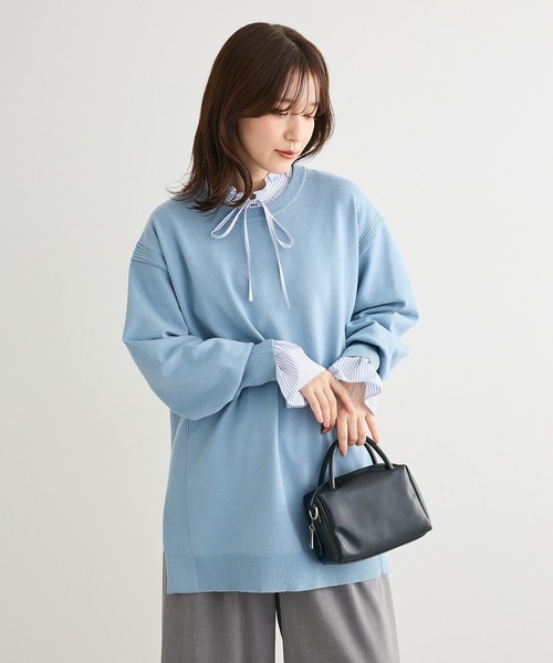 Green　Parks（グリーンパークス）の「もちやわサイドリブニットチュニック（ニット/セーター・レディース・オレンジ/ブルー/杢グレー/ダークネイビー・FREE）」の14枚目の写真