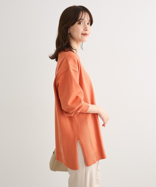 Green　Parks（グリーンパークス）の「もちやわサイドリブニットチュニック（ニット/セーター・レディース・オレンジ/ブルー/杢グレー/ダークネイビー・FREE）」の20枚目の写真