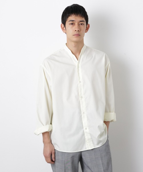 NANO universe(ナノユニバース)の「「大人のワイドシャツ」バンドカラー 長袖(シャツ/ブラウス・メンズ・ライトブラウン/ライトイエロー/ミント・M/L)」の1枚目の写真