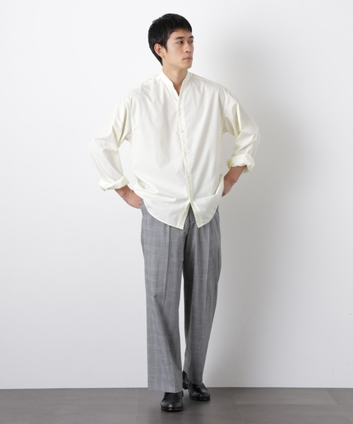 NANO universe(ナノユニバース)の「「大人のワイドシャツ」バンドカラー 長袖(シャツ/ブラウス・メンズ・ライトブラウン/ライトイエロー/ミント・M/L)」の4枚目の写真