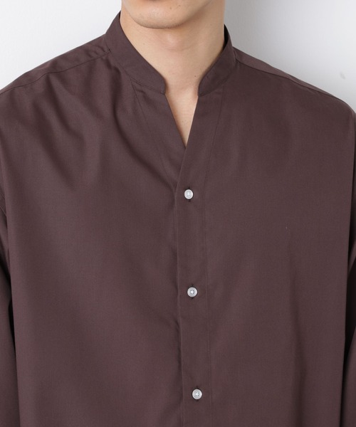 NANO universe(ナノユニバース)の「「大人のワイドシャツ」バンドカラー 長袖(シャツ/ブラウス・メンズ・ライトブラウン/ライトイエロー/ミント・M/L)」の8枚目の写真