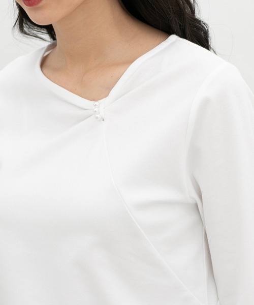 Honeys(ハニーズ)の「きれいめパール付Tシャツ(Tシャツ/カットソー・レディース・ホワイト/ピンク/ネイビー・LL/L/S/M)」の22枚目の写真