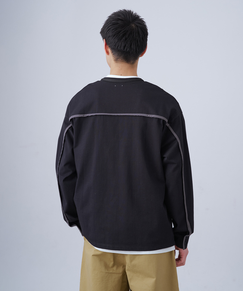 B.C STOCK（ベーセーストック）の「Deux Allures / ドゥ アリュール バイカラーパイピング Tシャツ（Tシャツ/カットソー・メンズ・ブラック/ブルー/ホワイト・FREE）」の8枚目の写真