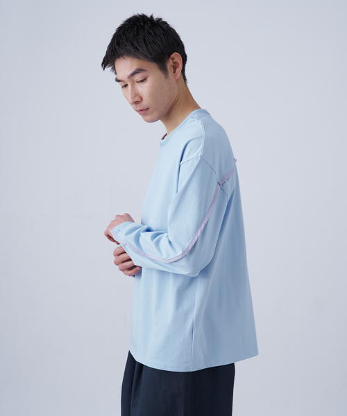 B.C STOCK（ベーセーストック）の「Deux Allures / ドゥ アリュール バイカラーパイピング Tシャツ（Tシャツ/カットソー・メンズ・ブラック/ブルー/ホワイト・FREE）」の17枚目の写真