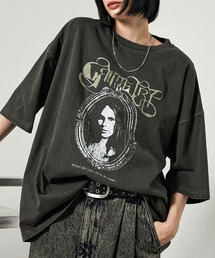 Alfred Alex】ヴィンテージ加工ピグメントハンドステッチロゴ刺繍T