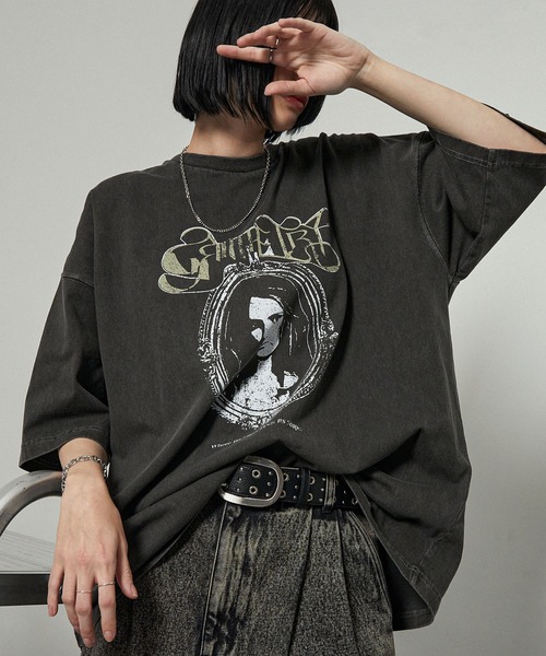 Alfred Alex(アルフレッドアレックス)の「【Alfred Alex】ヴィンテージライク ピグメント オーバーサイズ プリントTシャツ(Tシャツ/カットソー・メンズ・ワイン/ブラック/ブラック系/ネイビー/ダークブラウン・L/M)」の6枚目の写真