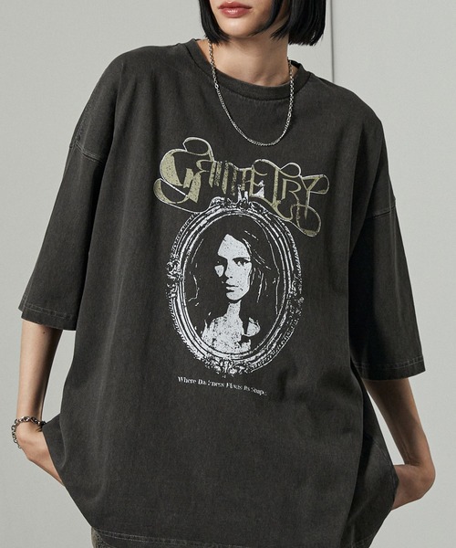 Alfred Alex(アルフレッドアレックス)の「【Alfred Alex】ヴィンテージライク ピグメント オーバーサイズ プリントTシャツ(Tシャツ/カットソー・メンズ・ワイン/ブラック/ブラック系/ネイビー/ダークブラウン・L/M)」の7枚目の写真