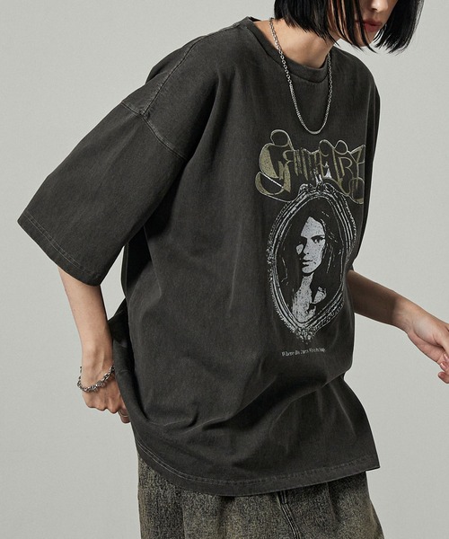Alfred Alex(アルフレッドアレックス)の「【Alfred Alex】ヴィンテージライク ピグメント オーバーサイズ プリントTシャツ(Tシャツ/カットソー・メンズ・ワイン/ブラック/ブラック系/ネイビー/ダークブラウン・L/M)」の10枚目の写真