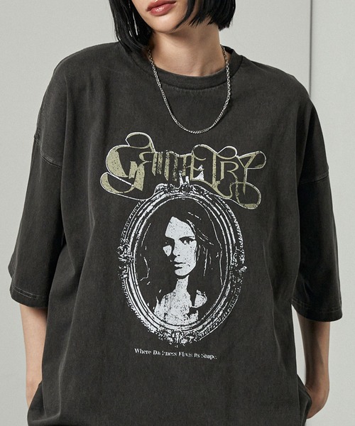 Alfred Alex(アルフレッドアレックス)の「【Alfred Alex】ヴィンテージライク ピグメント オーバーサイズ プリントTシャツ(Tシャツ/カットソー・メンズ・ワイン/ブラック/ブラック系/ネイビー/ダークブラウン・L/M)」の12枚目の写真
