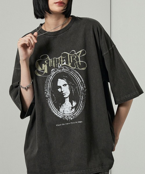 Alfred Alex(アルフレッドアレックス)の「【Alfred Alex】ヴィンテージライク ピグメント オーバーサイズ プリントTシャツ(Tシャツ/カットソー・メンズ・ワイン/ブラック/ブラック系/ネイビー/ダークブラウン・L/M)」の13枚目の写真