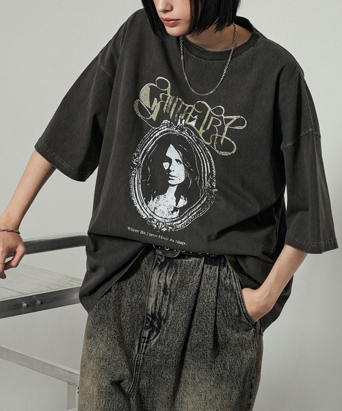 Alfred Alex(アルフレッドアレックス)の「【Alfred Alex】ヴィンテージライク ピグメント オーバーサイズ プリントTシャツ(Tシャツ/カットソー・メンズ・ワイン/ブラック/ブラック系/ネイビー/ダークブラウン・L/M)」の14枚目の写真