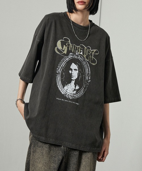 Alfred Alex(アルフレッドアレックス)の「【Alfred Alex】ヴィンテージライク ピグメント オーバーサイズ プリントTシャツ(Tシャツ/カットソー・メンズ・ワイン/ブラック/ブラック系/ネイビー/ダークブラウン・L/M)」の18枚目の写真