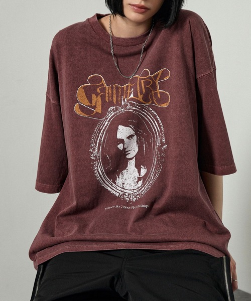 Alfred Alex(アルフレッドアレックス)の「【Alfred Alex】ヴィンテージライク ピグメント オーバーサイズ プリントTシャツ(Tシャツ/カットソー・メンズ・ワイン/ブラック/ブラック系/ネイビー/ダークブラウン・L/M)」の19枚目の写真