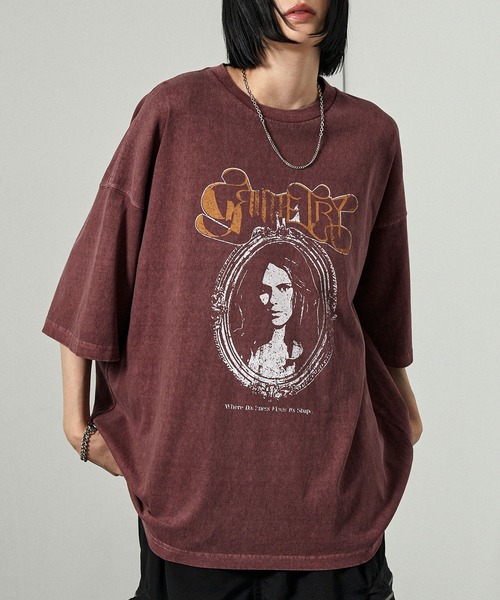 Alfred Alex(アルフレッドアレックス)の「【Alfred Alex】ヴィンテージライク ピグメント オーバーサイズ プリントTシャツ(Tシャツ/カットソー・メンズ・ワイン/ブラック/ブラック系/ネイビー/ダークブラウン・L/M)」の20枚目の写真