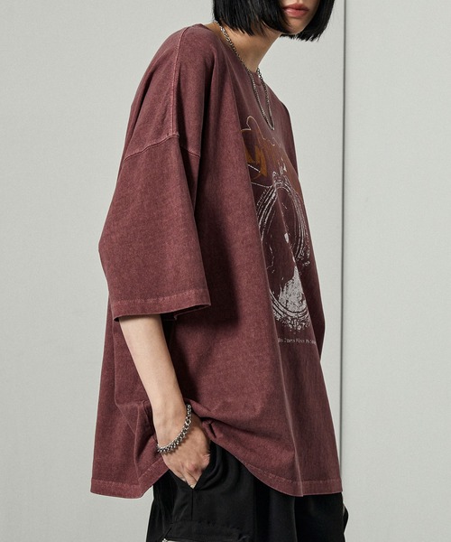 Alfred Alex(アルフレッドアレックス)の「【Alfred Alex】ヴィンテージライク ピグメント オーバーサイズ プリントTシャツ(Tシャツ/カットソー・メンズ・ワイン/ブラック/ブラック系/ネイビー/ダークブラウン・L/M)」の21枚目の写真