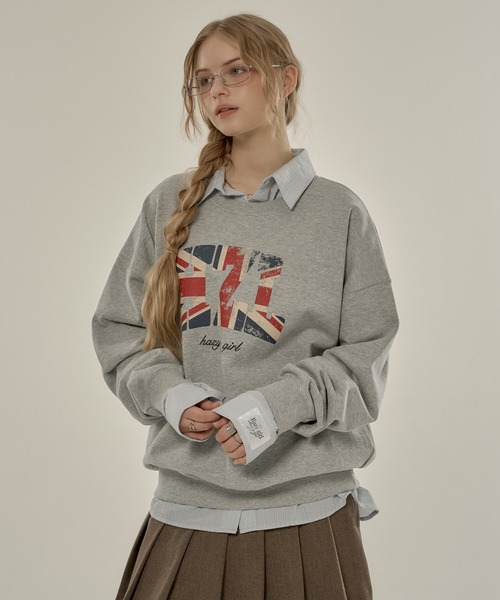 hazyl（ヘイジル）の「flag logo sweat/フラッグロゴスウェット（スウェット・レディース・グレー/ネイビー・フリー）」の17枚目の写真