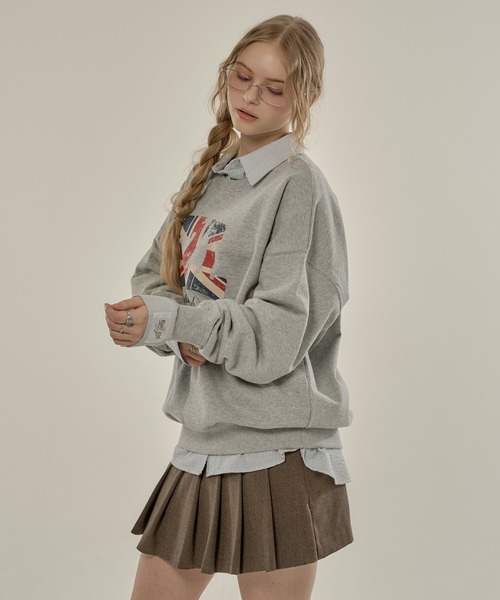 hazyl（ヘイジル）の「flag logo sweat/フラッグロゴスウェット（スウェット・レディース・グレー/ネイビー・フリー）」の18枚目の写真