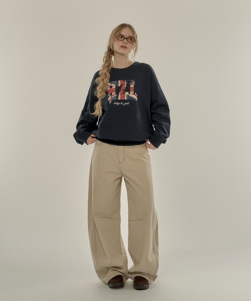 hazyl（ヘイジル）の「flag logo sweat/フラッグロゴスウェット（スウェット・レディース・グレー/ネイビー・フリー）」の8枚目の写真