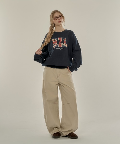 hazyl（ヘイジル）の「flag logo sweat/フラッグロゴスウェット（スウェット・レディース・グレー/ネイビー・フリー）」の9枚目の写真