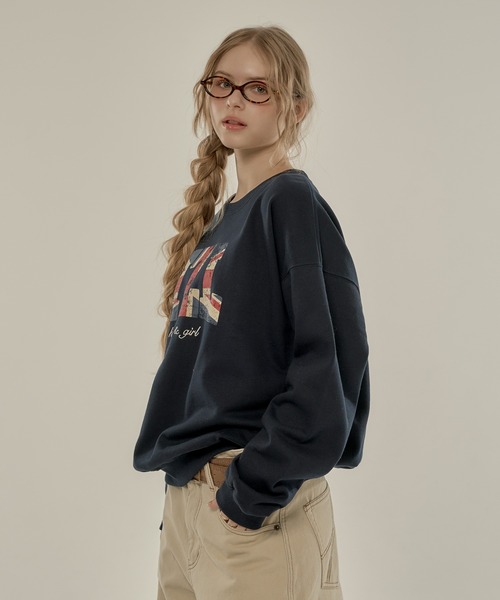 hazyl（ヘイジル）の「flag logo sweat/フラッグロゴスウェット（スウェット・レディース・グレー/ネイビー・フリー）」の7枚目の写真