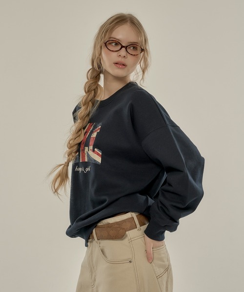 hazyl（ヘイジル）の「flag logo sweat/フラッグロゴスウェット（スウェット・レディース・グレー/ネイビー・フリー）」の6枚目の写真