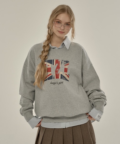 hazyl（ヘイジル）の「flag logo sweat/フラッグロゴスウェット（スウェット・レディース・グレー/ネイビー・フリー）」の16枚目の写真