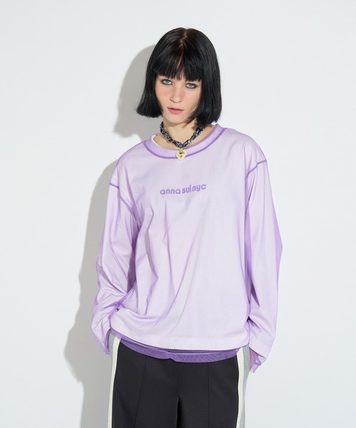 ANNA SUI NYC(アナ スイ エヌ ワイ シー)の「メッシュレイヤードロングTシャツ(Tシャツ/カットソー・レディース・パープル/ピンク/ブラック・FREE)」の3枚目の写真